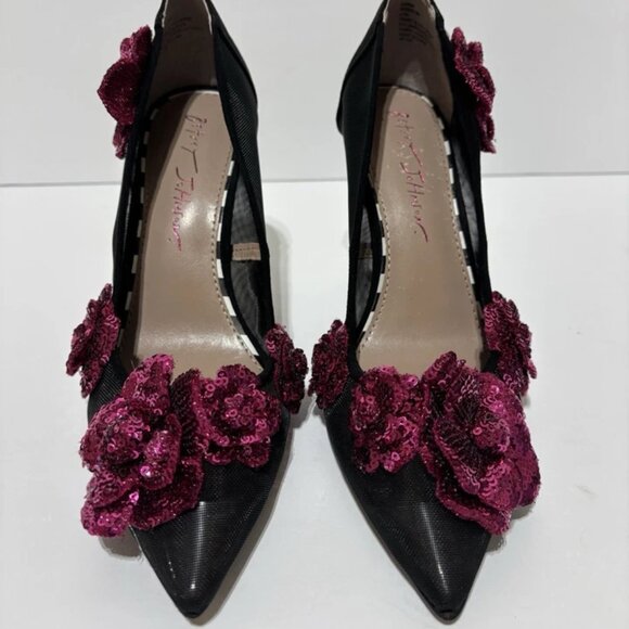 Betsey Johnson Women’s Rossa Black/Pink High Heel Pumps, Size 6.5 M - Picture 3 of 6